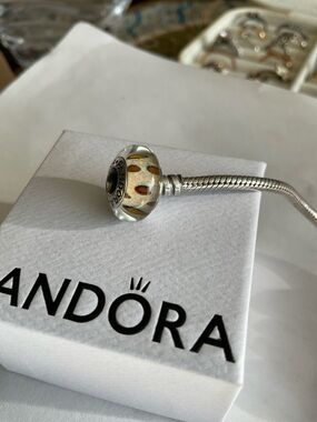 Pandora Clear Murano Glass Charm with Yellow Accents